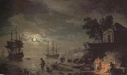 Claude-joseph Vernet Night,A Port in Moonlight (mk43) oil painting reproduction
